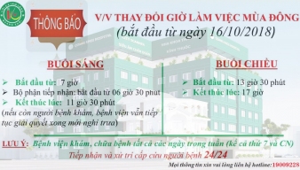 BVĐK Quang Khởi thông báo lịch làm việc mùa đông