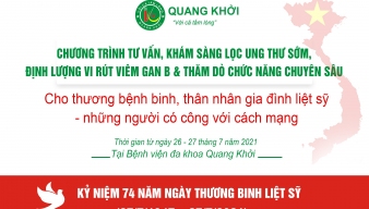 KHÁM SÀNG LỌC UNG THƯ SỚM, ĐỊNH LƯỢNG VI RÚT VIÊM GAN B VÀ 1 SỐ THĂM DÒ CHỨC NĂNG CHUYÊN SÂU CHO NGƯỜI CÓ CÔNG CÁCH MẠNG NHÂN DỊP KỶ NIỆM NGÀY 27.7!